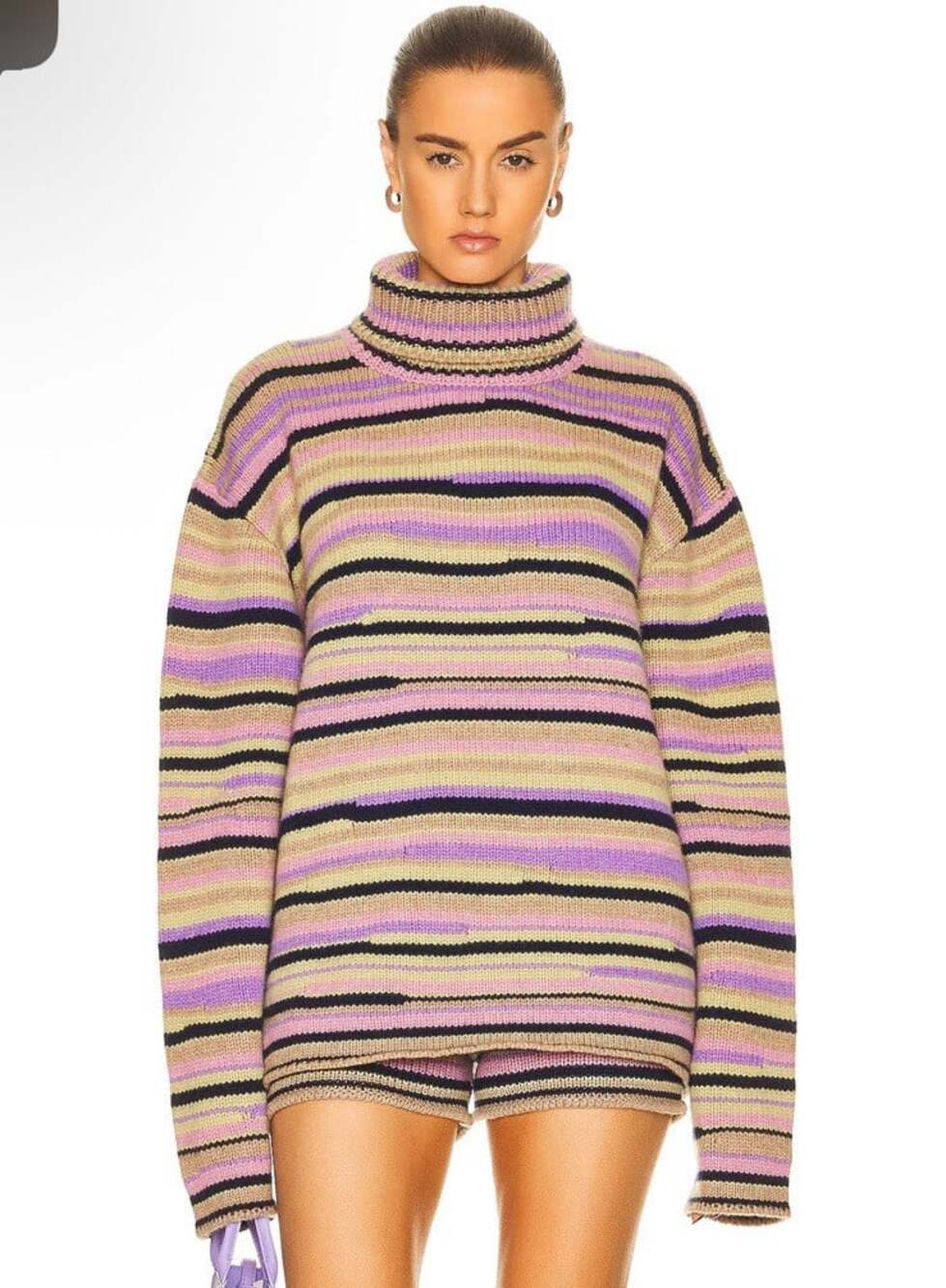 The Elder Statesman Horizon Loom Cashmere Mock Neck Pullover Sz M Boho Luxury